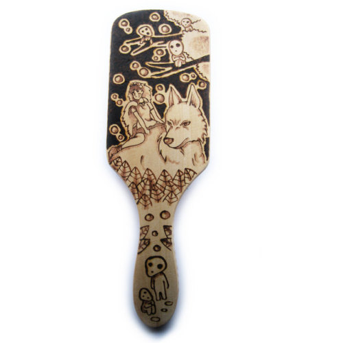 sosuperawesome:Engraved Wood Hairbrushes by Chibi Pyro Fable on Etsy