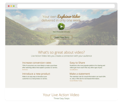 for: Alaska CacheDesigned landing page providing details for Alaska Cache’s new explainer video service.