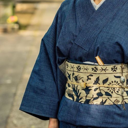 綿薩摩に臈纈染めの帯 #japan #tokyo #setagaya #kimono #obi #綿薩摩 #Indonesia #batik #ロチャン #インドネシア #着物 #帯 #きもの htt