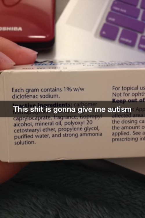 [Image is a snapchat of the box for the weird pain lotion, showing the ingredients list. Caption say