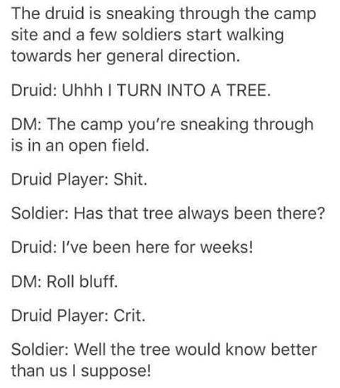 With a high enough roll, you can bluff anything! .#druid #gaming #gamer #RPG #roleplaying #roleplay 