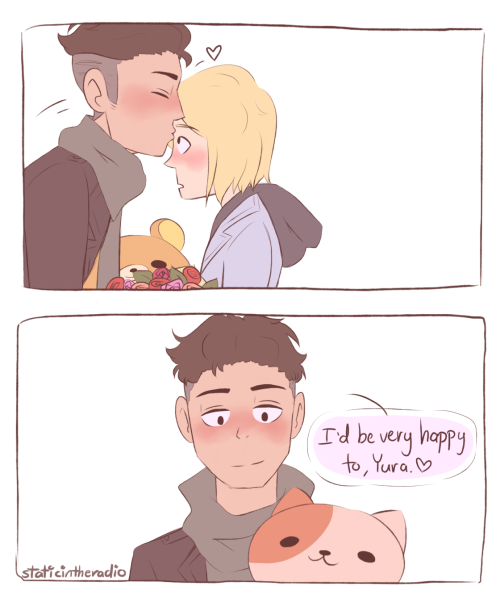 staticintheradio:happy valentine’s day!! here’s a short and very cheesy otayuri comic i spent the we