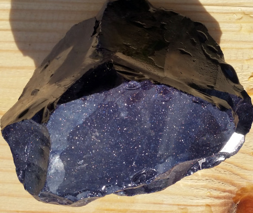 gorgeousgeology:Jelly’s Favourite Mineral: Blue Goldstone. Blue Goldstone is a dark midni