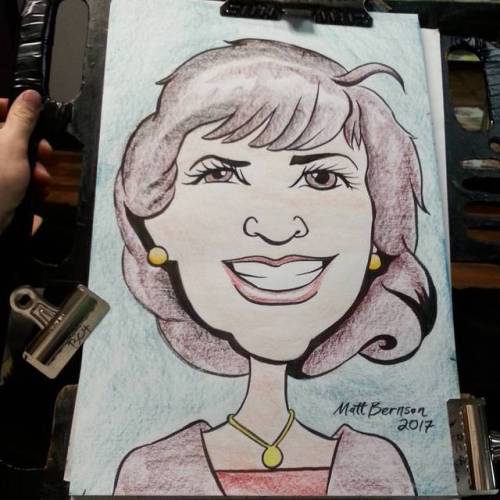 I just did this caricature of my first grade teacher.  She asked me to a few months ago,  got to it eventually, haha.  Thanks Ms.  Connors.  #art #caricature #drawing #artistsontumblr #artstix #artistsoninstagram  (at Raven’s Eye Ink)