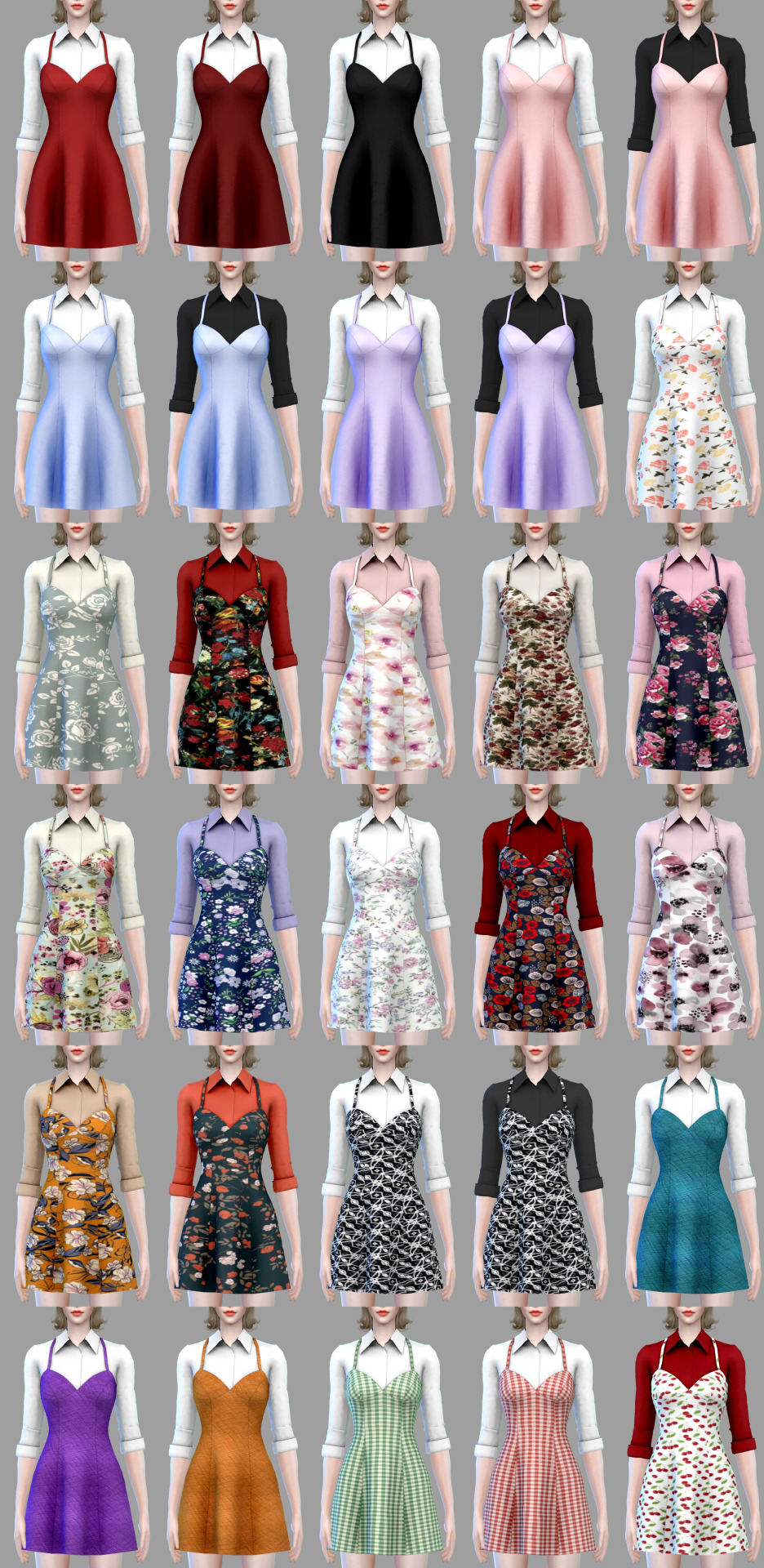 sudal&sims - [sudal] Shirt bustier dress all lod 30 Swatch ♥...