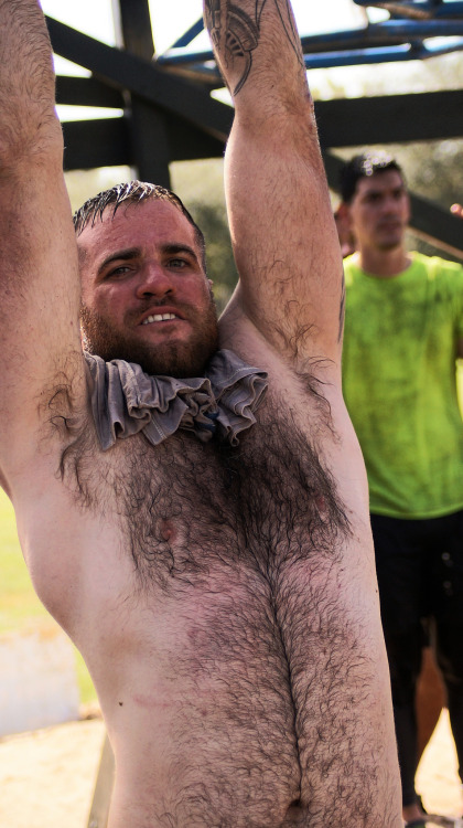 sweatyhairylickable:    http://sweatyhairylickable.tumblr.com for more hairy sweaty dudes!   I love how thick his chest pelt is, and that delicious happy trail, just covered in sweat. 
