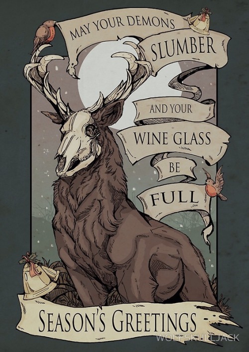 wolfskulljack:  My Christmas card design for this year! You can buy this card on my Redbubble store http://www.redbubble.com/people/wolfskulljack 