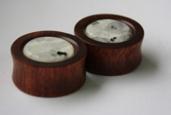 cinnamonzen:  plugporn:  Bloodwood with Moonstone by Alternative Earth Organics  The combination of these two materials pleases me greatly