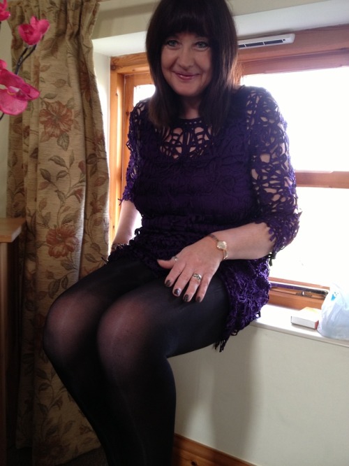 hei-miss-nylon:Phase Eight Dress, 30D Semi-Opaque Tights, Black Patent Heels and a Big Smile x