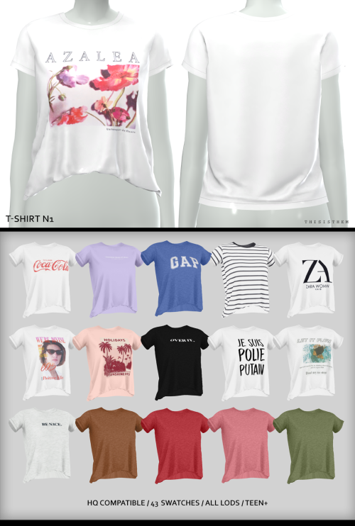 AF - T-Shirt N1HQ Compatible ; 43 swatches ; All Lods ; Teen+ ; For female ; Custom Thumbnail ;Don’t