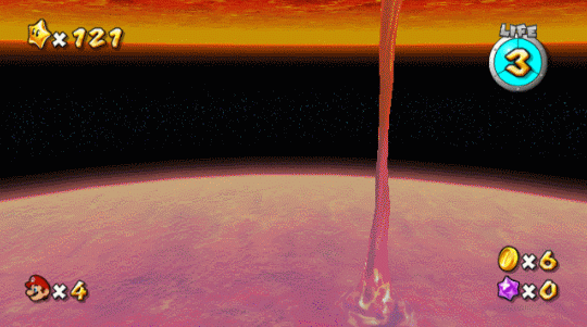 suppermariobroth:  The background in Melty Molten Galaxy in Super Mario Galaxy appears