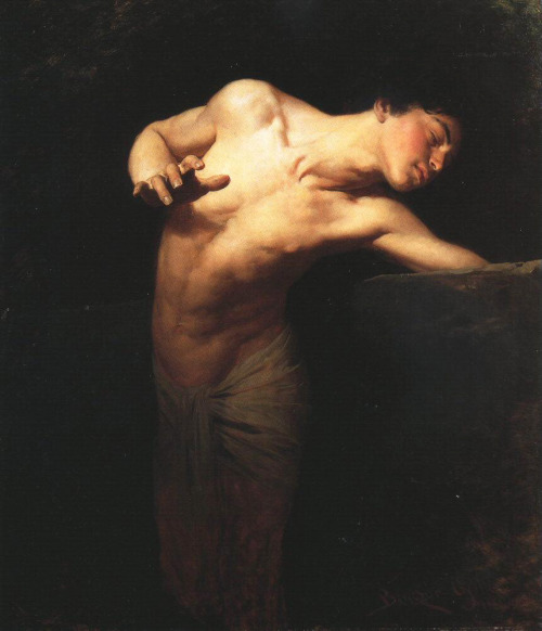 19thcenturyboyfriend:Narcissus (1881), Gyula Benczúr
