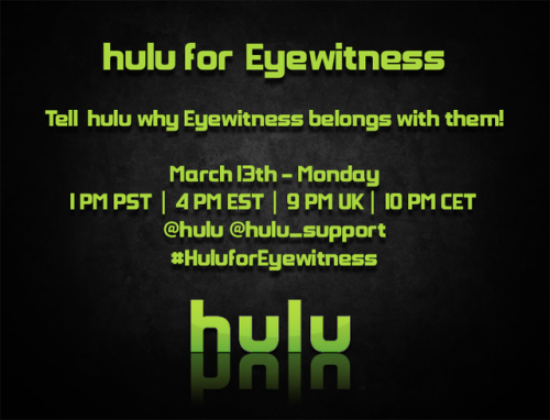 eyewitnessnation: RISE EYEWITNESS NATION. ITS TIME TO TWEET HULU! Recent responses from Hulu Custome