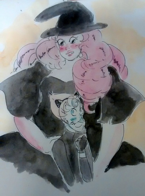 carminedeplomb:  Pearl does not know much about these strange Halloween customs, but she reaaaally wanted to match with witchy Rose! Yay first SU 60 mn prompt I do ! Although super late… 