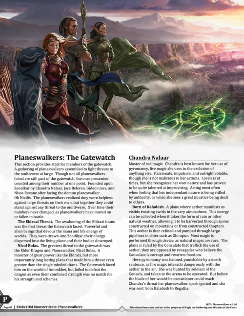 Magic the Gathering: Planeswalkers (Part 1) v1.00.  D&amp;D 5e Monster StatsCommissioned by