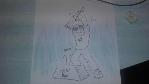 The proof that Homestuck is really fucking something. It made my bf draw something again!I told him about @daveweek and he wanted do something (he loves Dave) and I offered to post it. So yeah, late Day 1 entry from my bf I guess?Enjoy :)
