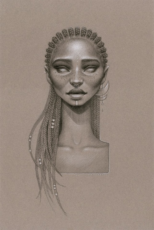 anokie:  2dots:  Gorgeous new series from artist Sara Golish titled “MoonDust” MoonDust is Sara Golish’s ode to to Afrofuturism and natural hair. Connect with Sara Golish via: Webpage | Facebook   Love 