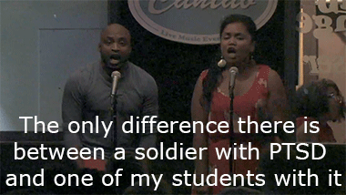 justcallmesushi:  “We’re learning a lot about this thing called Post Traumatic Stress Disorder. This war time disease. This combat fatigue diagnosis. And we read something worth sharing. Fact, urban youth are twice as likely to get Post Traumatic