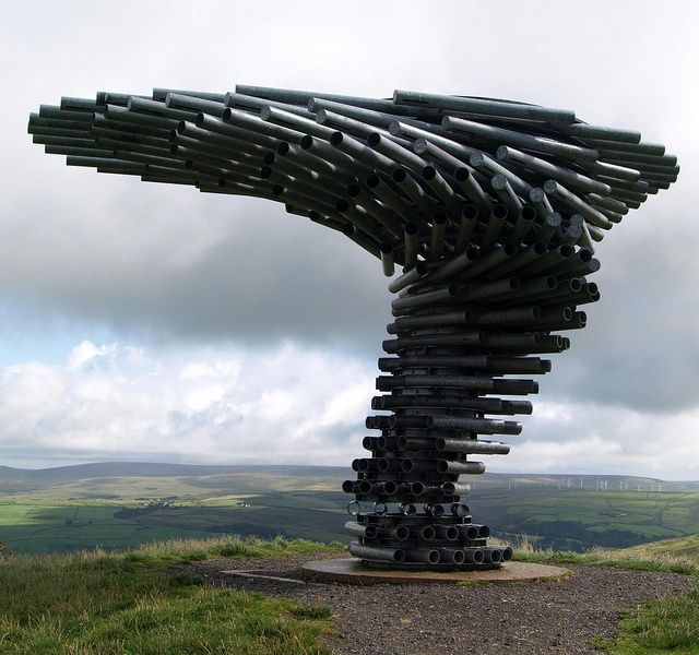 sixpenceee:Singing Ringing Tree in Lancashire England is a sculpture made of steel
