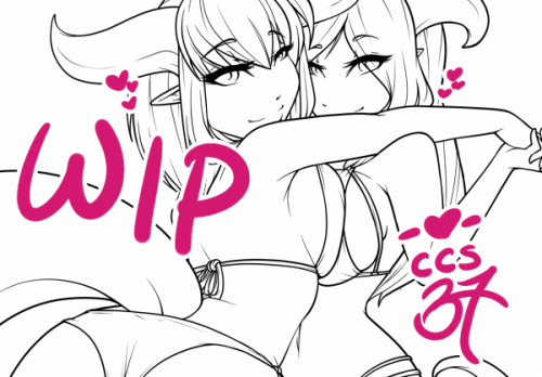 Creeping along at a snail’s pace weh…but I’ll finish it up tomorrowFirst of the swimsuit commissions! Draenei babes ah yea
