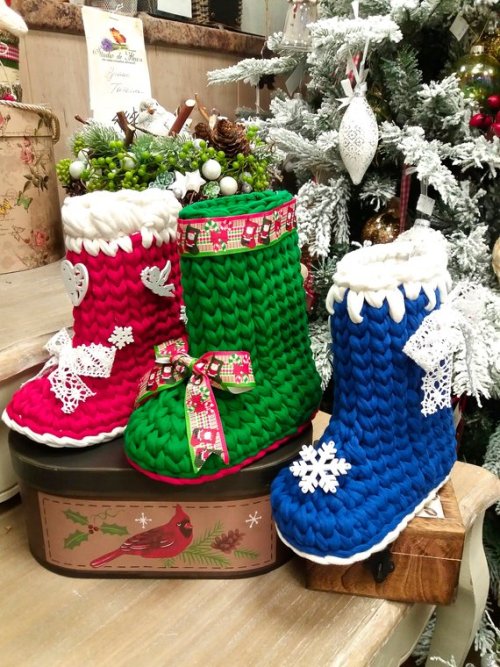 Crocheted Christmas Boot //milamilacrochet01