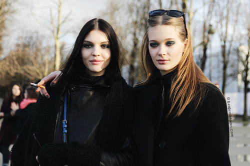 snappedbybenjaminkwan:  Kate Bogucharskaia and Tanya Katysheva at Elie Saab FW 2014 Paris Snapped by