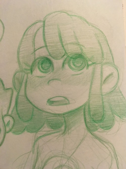 sketchbook in green!!when i was in middleschool i had this habit of coloring hair in w/ gradients&he