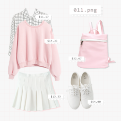 ryeou:  011.png // shirt + sweatshirt + skirt + shoes + bag 