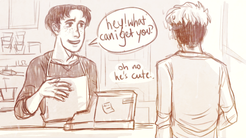 lalondite:  jean tries out a different coffee shop to the one he usually goes to. the second he places his order he decides he will never show his face there ever again but then the cute barista writes his number on the cup so he returns every day on