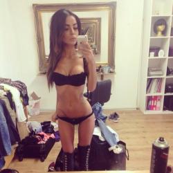 perverse sexy brunette selfshot skinny fit body and her big fake