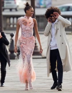 midnight-charm:  Cindy Bruna &amp; Yassine Rahal photographed by Hans Feurer for Vogue Arabia March 2017 Stylist: Azza YousifHair: Maxime MaceMakeup: Kathy Le Sant 