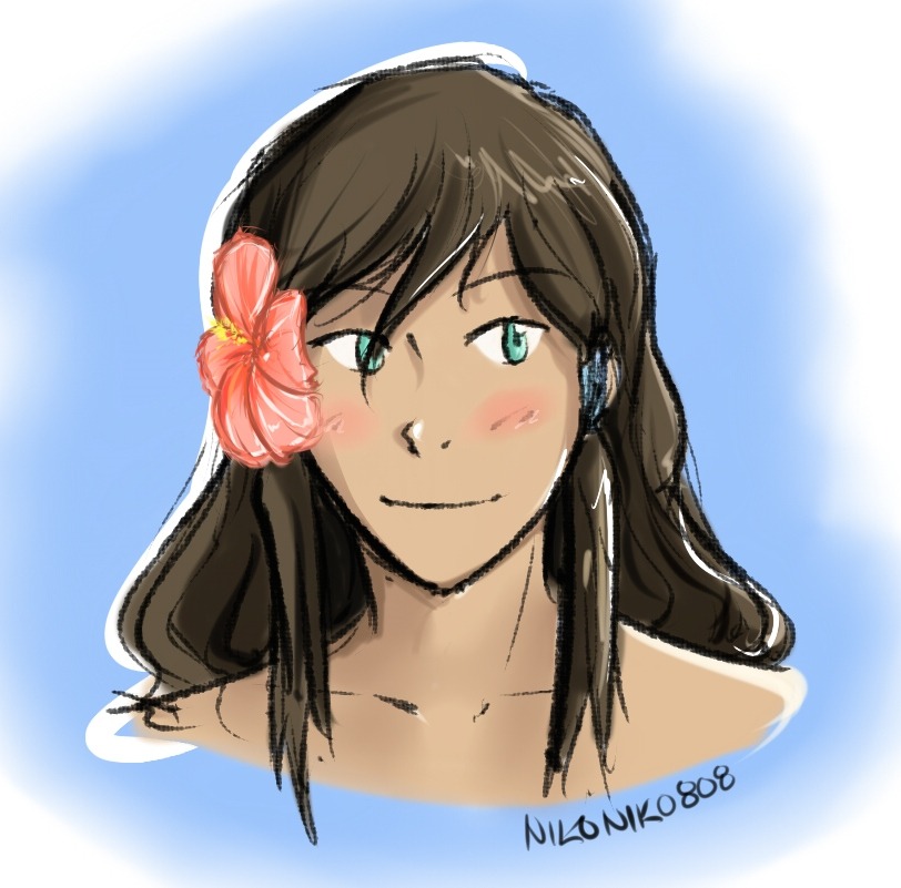 nikoniko808:  sketch from last night. I wanna draw a hula girl Korra now…  so beautiful