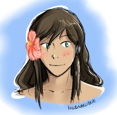 nikoniko808:  sketch from last night. I wanna draw a hula girl Korra now…  so beautiful <3 o <3