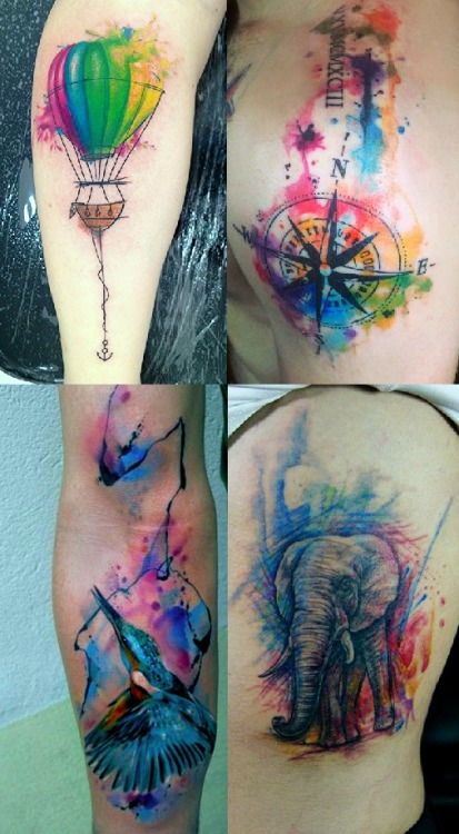 leavebonesexposed:  Is it even possible to not love watercolor tattoos? 