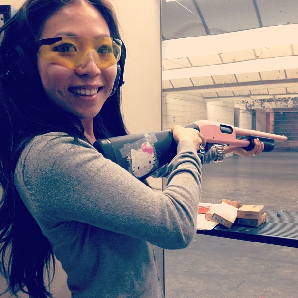 audreylyn:  It’s a hello kitty thing 😉 🔫 @thejessicajo #gunrange #guns #shotgun