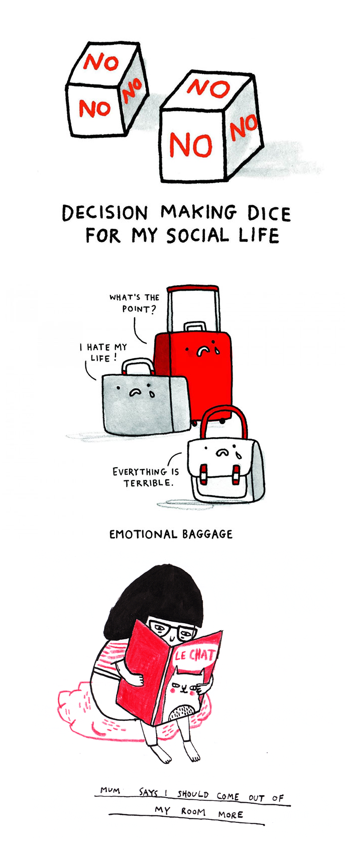 bestof-society6:Comical Illustrations Depict Anxiety’s Troubles by Gemma Correll 