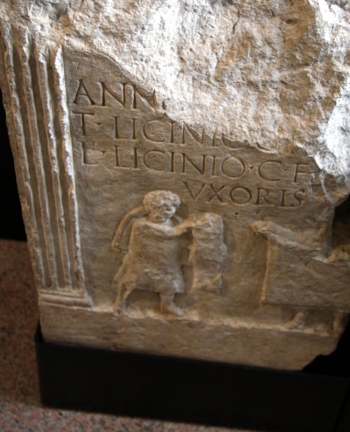 Roman gravestone for the freedman Lucius Annius (a merchant of fabric -as portrayed on the relief), 