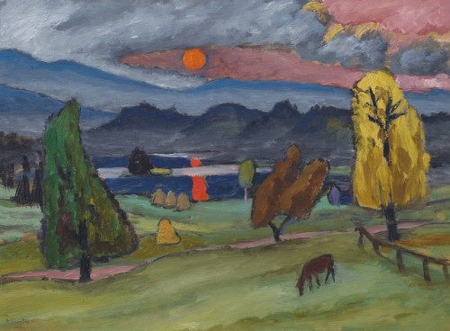 lawrenceleemagnuson:Gabriele Münter (1877-1962)Staffelsee mit Nebelsonne (1931)oil on board 33 