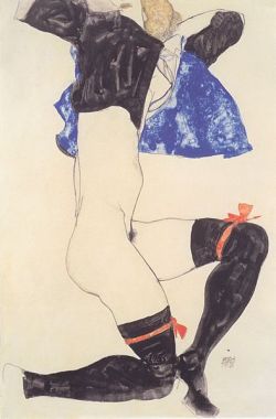 walzerjahrhundert:  Egon Schiele, Liegender Halbakt mit schwarzen Strümpfen, 1913 