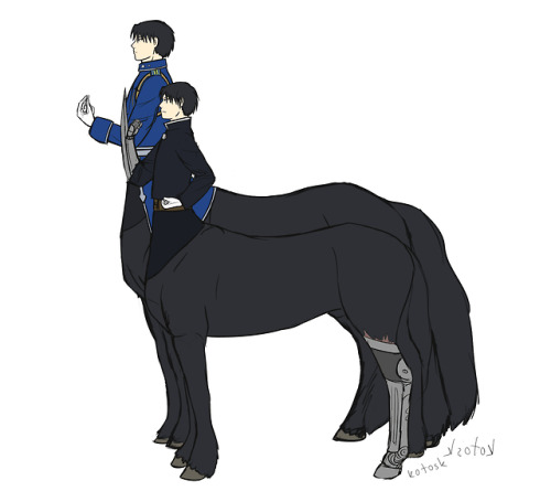 kotosk: reverse au centaur bby Roy, canon centaur Roy, some size comparison, and two very gay revers