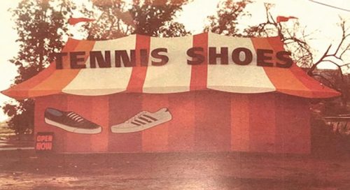 The Vans circus tent store in Canoga Park in the early 1970s(via How Vans Went From Tiny Anaheim Com
