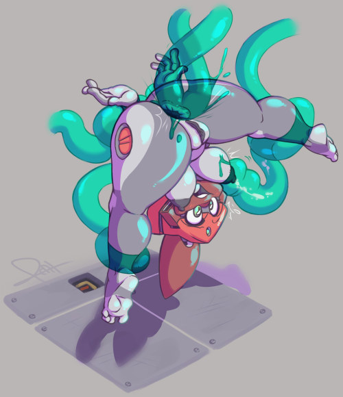 datpizzacat:  Poor Proxy, she discovers all to often that slimes and tentacles are like sand, they really get everywhere and into every spot…Slowly going through and completing these Proxy sketches.