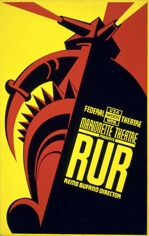 Two beautiful 1930s WPA Federal Theatre Project posters for R.U.R.