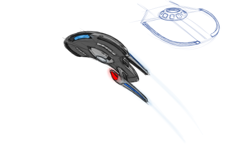mytreksketches:Playing around with designing a ship. I began doodling with early TNG style in mind (