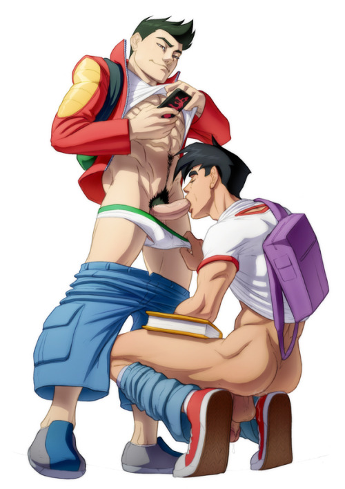 gay-erotic-art:  because-b: Omg, Danny’s backpack’s so gay. lol The BJ? They said no homo beforehand, it doesn’t count.   SzadekAnd if you don’t already, follow me too. My blog is really going to take off this year.  http://gay-erotic-art.tumblr.com/