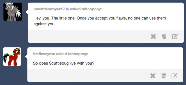 taboopony:  Scuttlebug: sorry… its hard to overcome.. loosing ones family…  Poor