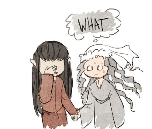 givenclarity:elrond and celebrian’s cute wedding (ﾉ◕ヮ◕)ﾉ*:･ﾟ✧feat. one normal family and the vague c