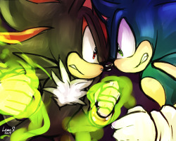 leonstar:  Doodle ~ SONIC & SHADOW ヽ(o^―^o)ﾉ