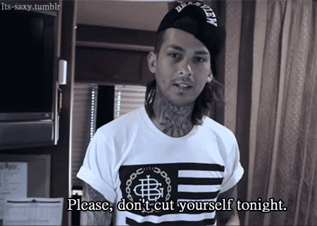100sleepless-squidgys:  I made myself promise that I’d listen to him every time time I saw this gif. I won’t be cutting tonight, and I hope none of my followers will either! x 