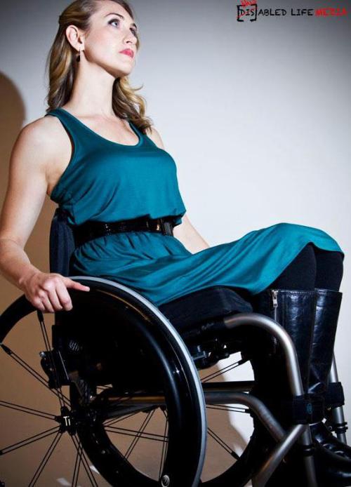 Beautiful paraplegic women with boots on.